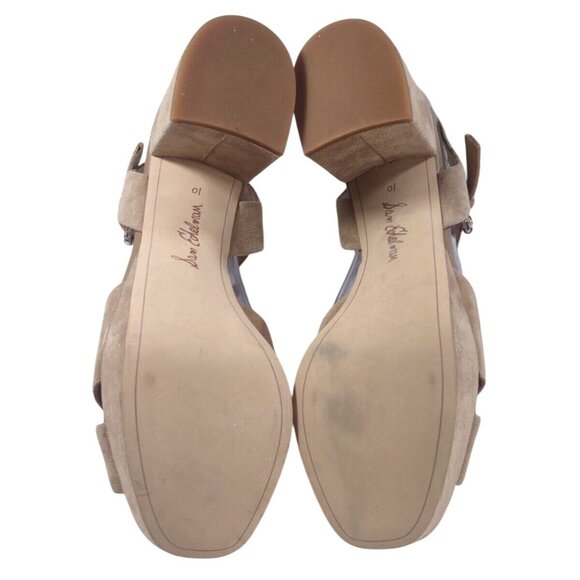 Sam Edelman Jolene Block 3" Heels Sandals Women's 10 M Tan Suede Open Toe - Picture 7 of 8